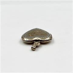 14k Two-Tone Gold Engraved Mom Rose Diamond Heart Locket Pendant